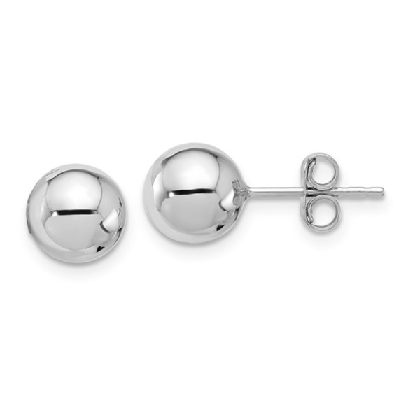 Jewelry - 14k White Gold (8mm)Ball Stud Earrings